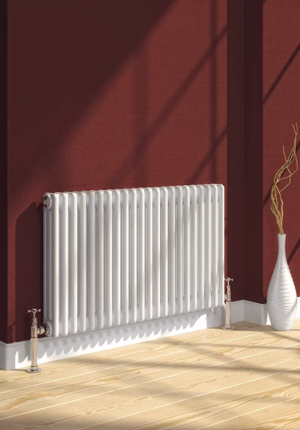 Bathroom Kingdom Colona White Double Column Horizontal Traditional Steel Wall Hung Radiator W: 500 mm, H: 605 mm – 2