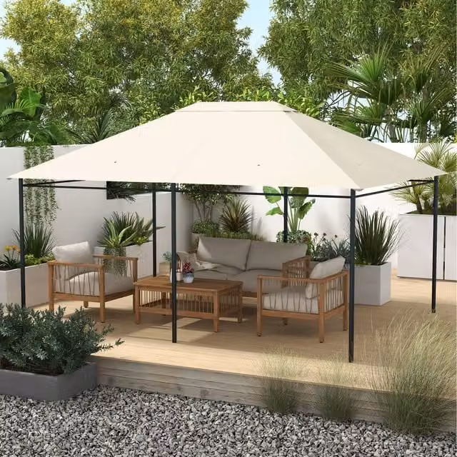 Outsunny White Polyester Garden Gazebo Canopy Replacement, 3 x 4 m