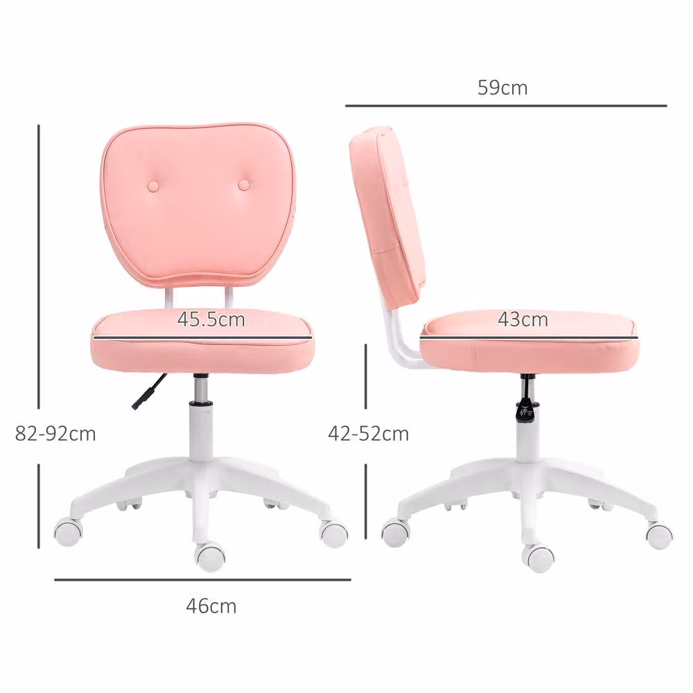 STILVORA Pink Faux Leather Swivel Task Chair for Home Office, W/D/H: 59 x 42 x 120 cm – 2
