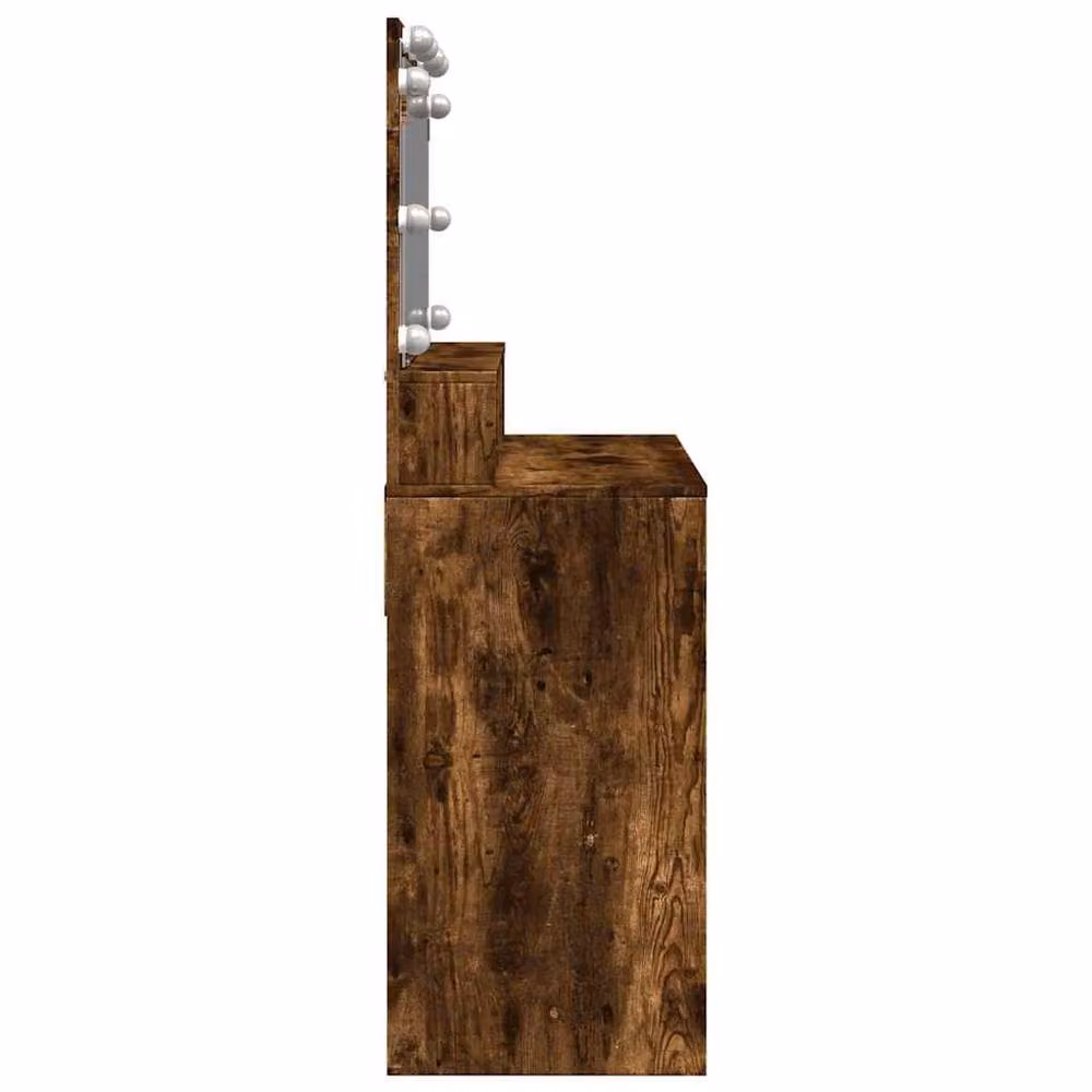 Berkfield Home Beautiful LED Dressing Table in Smoked Oak Brown, W: 80 cm, D: 41 cm, H: 134.5 cm – 4