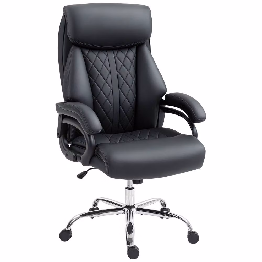 STILVORA Black Synthetic Leather Executive Office Chair with Headrest and Armrests – 4