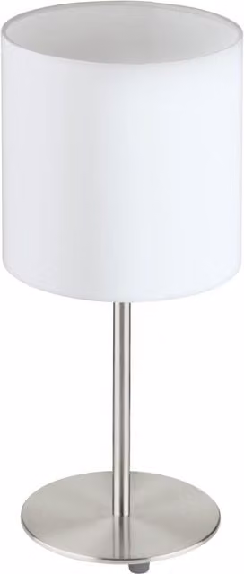 Loops Table Desk Lamp in Satin Nickel Steel with White Fabric Shade, E27, 1x60W