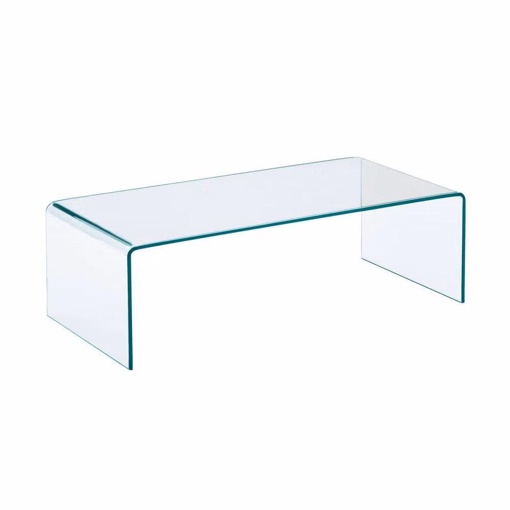 sweeek Modern Rectangular Tempered Glass Coffee Table in Clear – 2