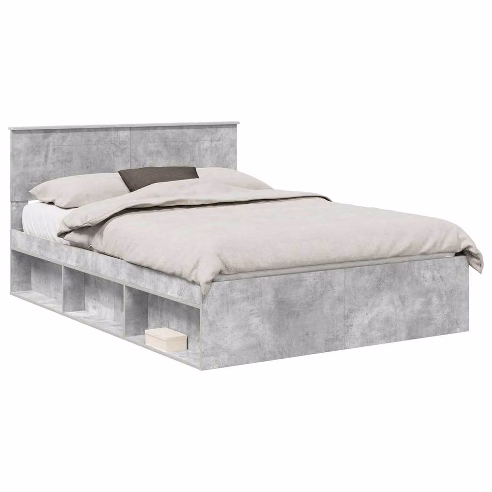 Berkfield Home Modern Bed Frame with Headboard in Grey Engineered Wood, W/D/H: 160 x 200 cm – 2