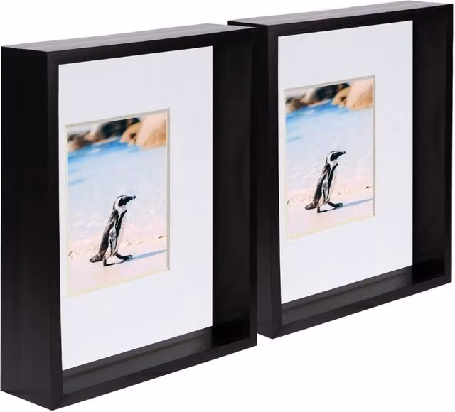 Havendro Set of 2 Black 3D Deep Box Rectangular Photo Frames with White 4 x 6 inch Mounts