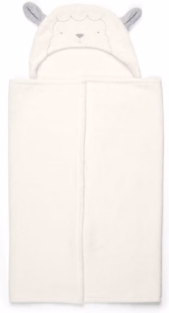 Mamas & Papas White Fluffy Cotton Terry Hooded Lamb Baby Towel