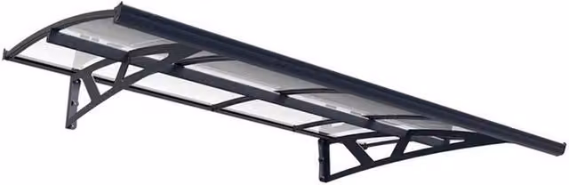 Palram Amsterdam Door Awning Canopy in Grey and Transparent Polycarbonate, L: 223.5 cm