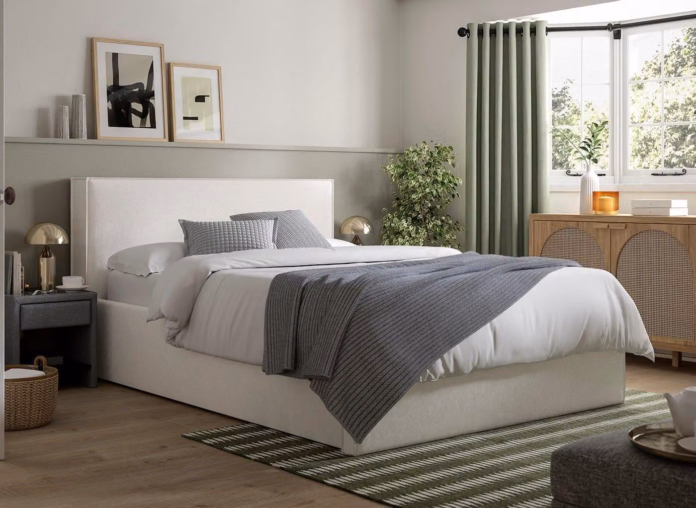 Dreams Bethany Upholstered Ottoman Bed Frame with Lift Up Base in Grey or White