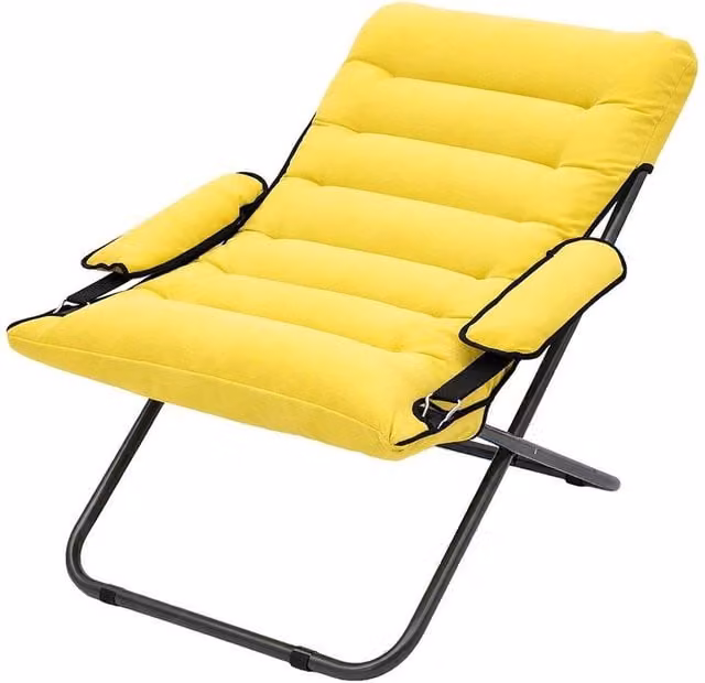 Kelvenix Yellow Folding Lounge Saucer Chair with Metal Frame