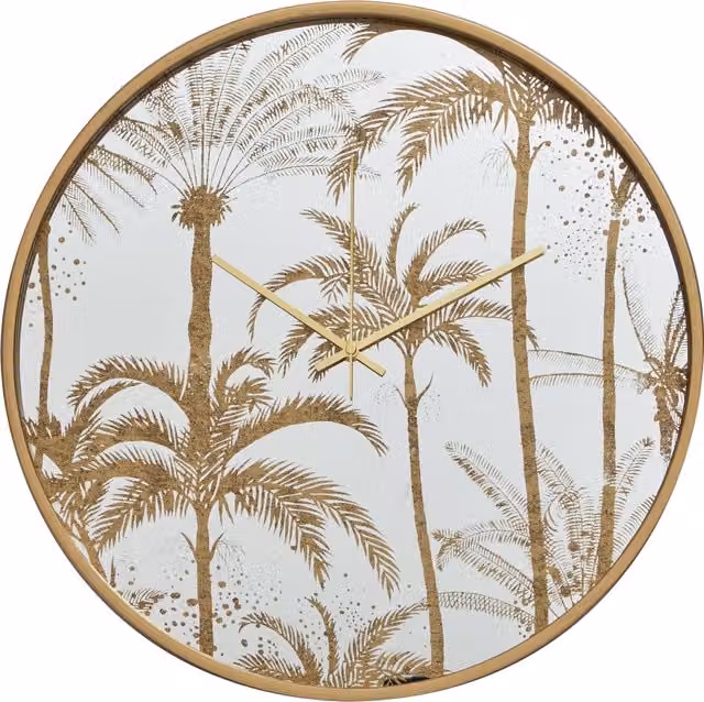 Orsina Celina Gold Floral Botanical Round Analog Wall Clock