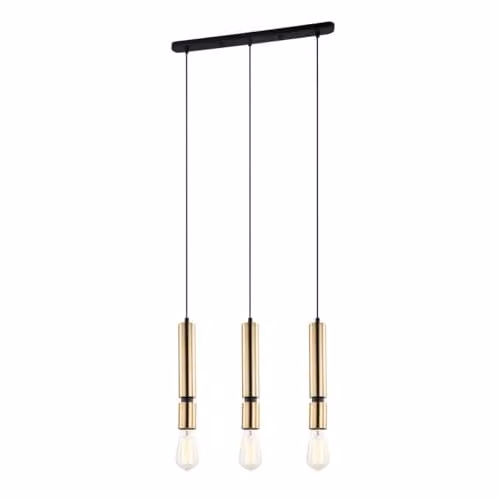 Italux PEN-5041-3-BKBR Modern Cylinder Pendant Lamp in Black and Gold/Brass with 3 x E27 Sockets