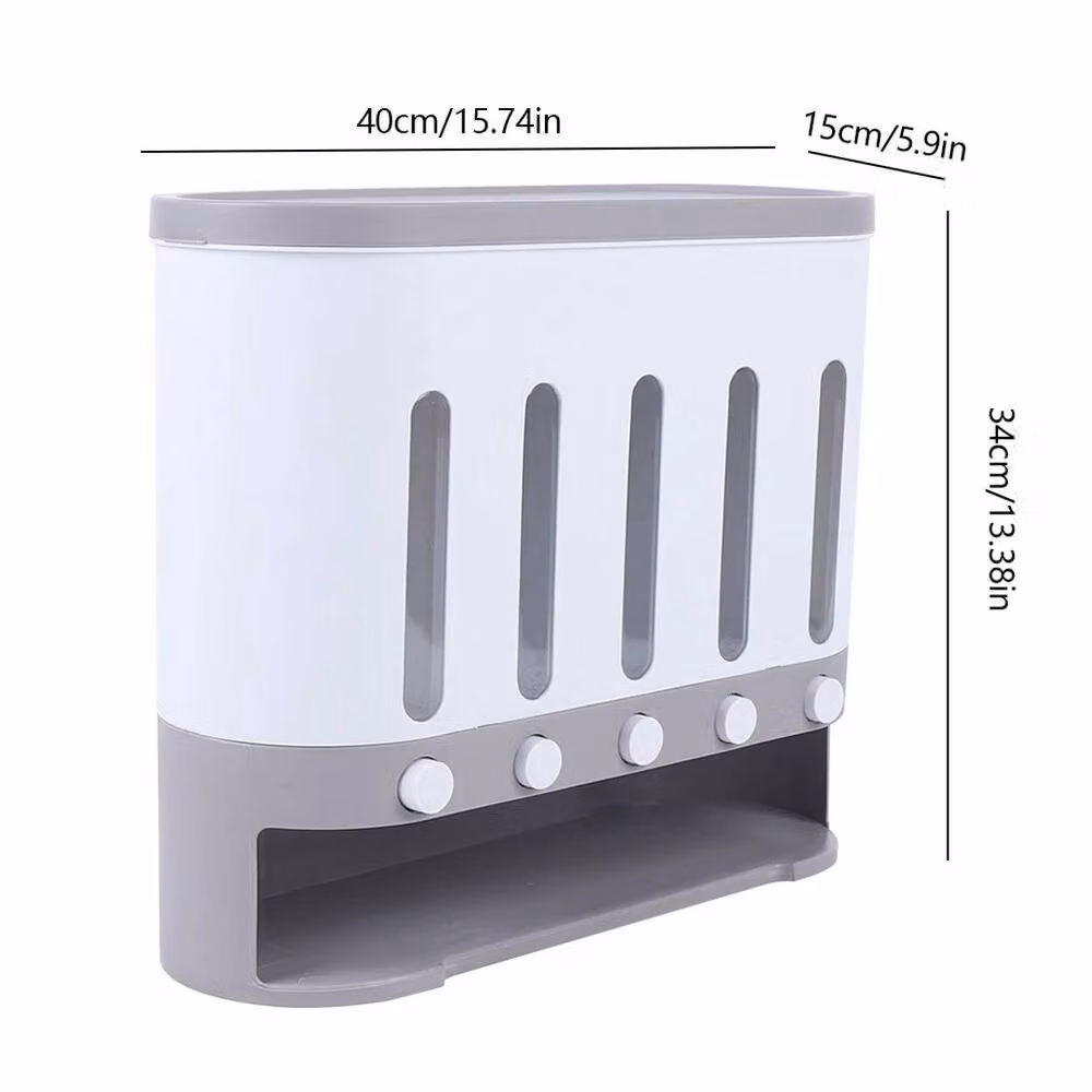 Kelvenix White Wall Mounted Airtight Cereal Dispenser with Compartments and Transparent Plastic Body – 2