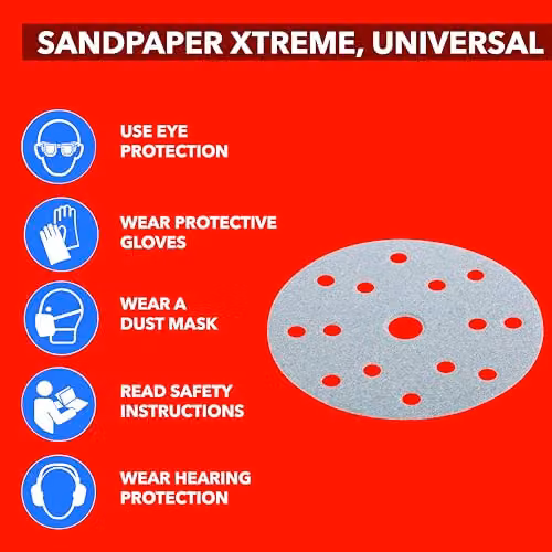 Flex Xtreme Universal Sandpaper Discs for Wood and Paint, P180 Grit, 150mm, 25 Pack, Grey – 2