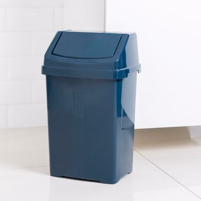 Wham 15L Plastic Swing Top Small Waste Bin in Blue