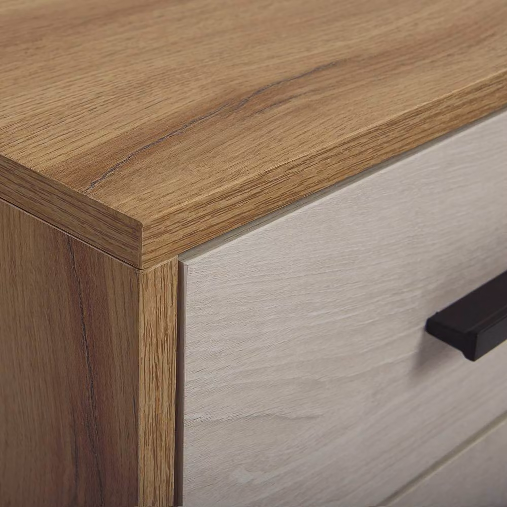 Wyld and Coco Rustic 55-inch TV Stand in Light Brown with White Drawers – 4