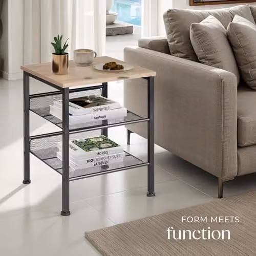tectake Lincoln Industrial Style Side Table in Oak and Black, W/D/H: 40.5 x 40 x 50.5 cm – 5