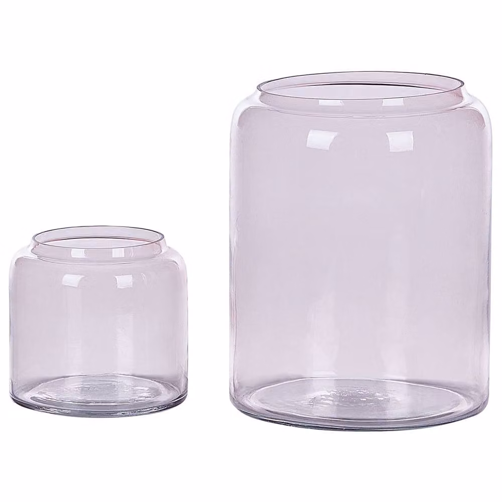 Wyld and Coco Set of 2 Hand Made Pink Transparent Tinted Glass Tabletop Vases – 2