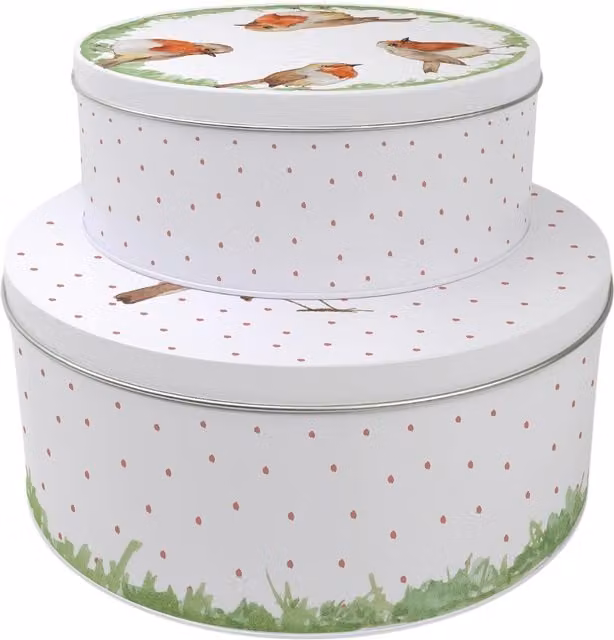 Purely Home Round Robins Cake Tin Set in Multicolour and White