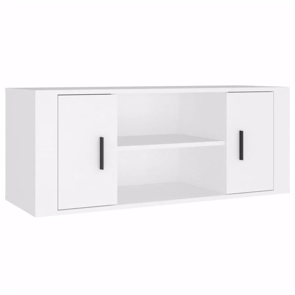 Berkfield Home Modern White TV Cabinet in Matt MDF, W/D/H: 100 x 35 x 40 cm – 2