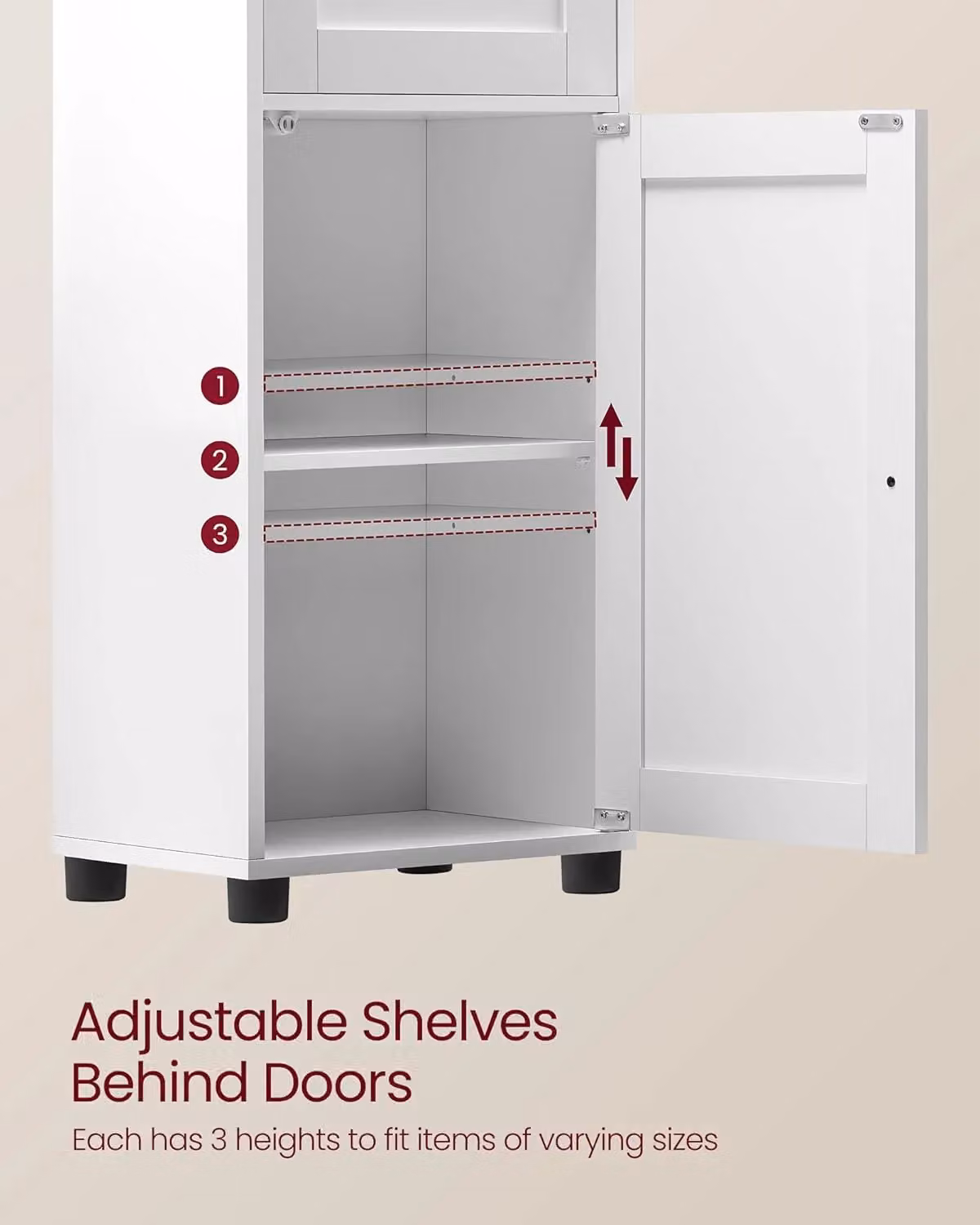 VASAGLE Tall Slim White Bathroom Cabinet with Glass Door and Open Shelf, H: 165.0 cm x W: 40.0 cm – 2
