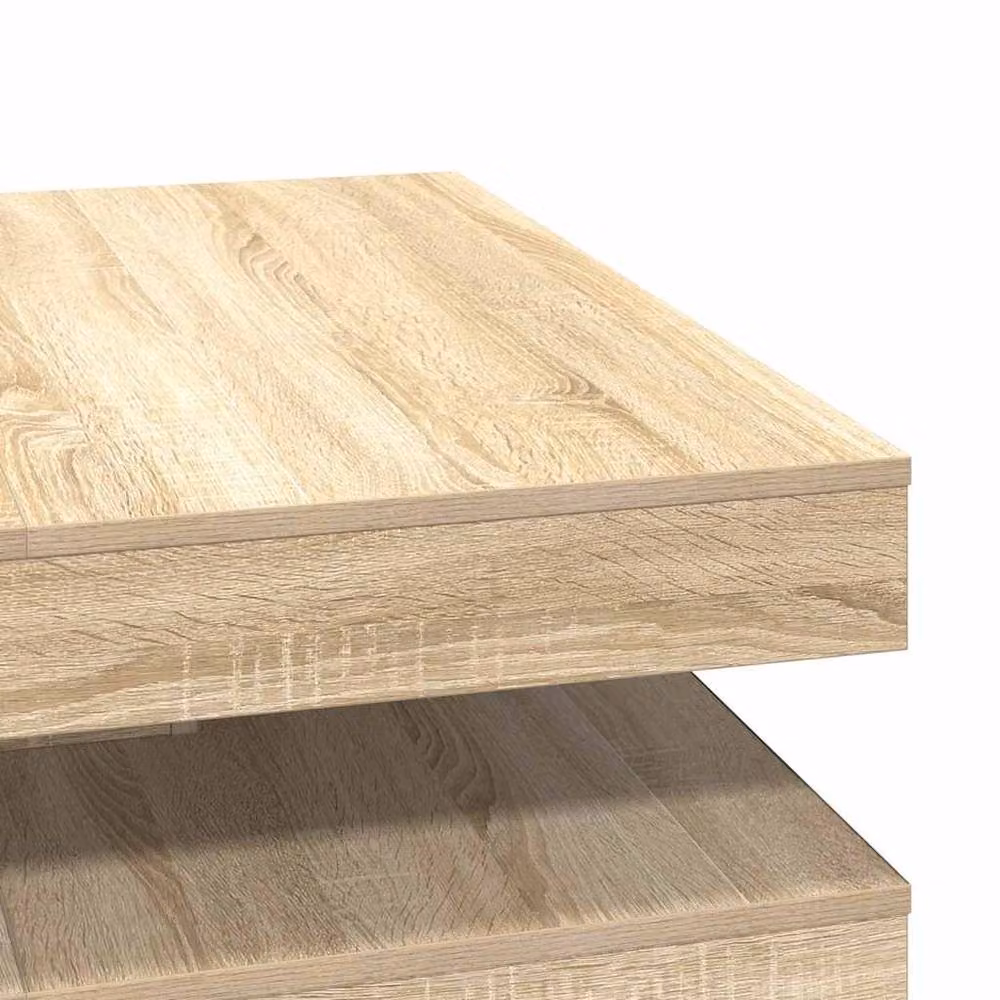 Berkfield Home Rotating Square Coffee Table in Sonoma Oak and Beige, W: 90 cm, D: 90 cm, H: 34.5 cm – 3