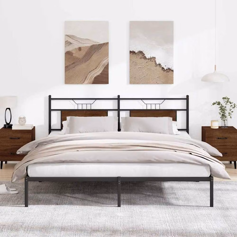 Berkfield Home Bed Frame in Brown Oak, W/D/H: 183 x 203 x 91.5 cm – 3