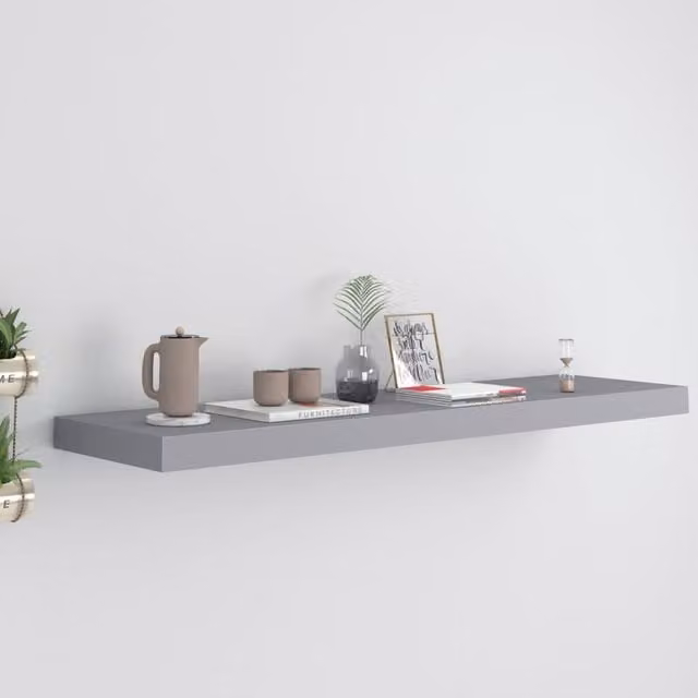 Berkfield Home Grey Floating Wall Shelf, W/D/H: 90 x 23.5 x 3.8 cm