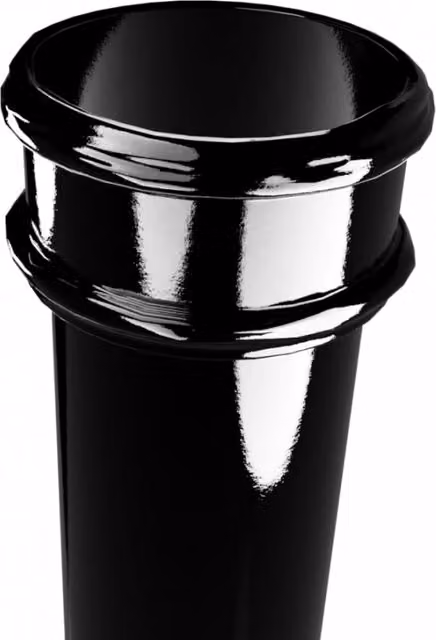 Hargreaves Premier Cast Iron Round Non-Eared Downpipe with Socket, Black, H x W x D: 1829 x 100 x 100 mm