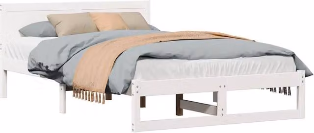 Berkfield Home Elegant Minimalist Solid Wood Bed Frame, White, W/D/H: 120 x 200 cm – 1