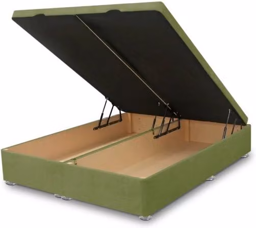 ASC Lunar Plus Front Opening Ottoman Divan Base, Green Velvet, W/D/H: 200 x 160 x 36 cm
