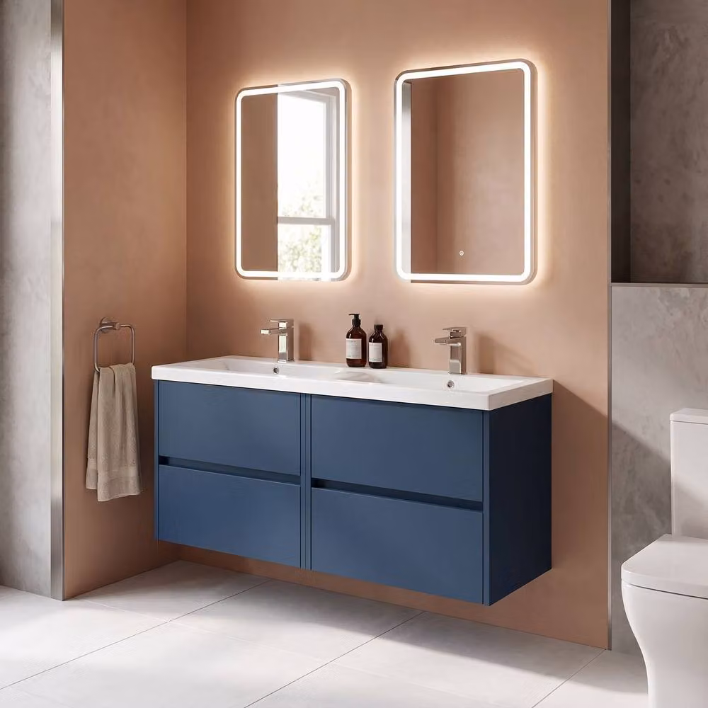 Balterley Chartley Contemporary 4 Drawer Wall Hung Vanity Basin Unit, Blue, Width: 120 cm – 2