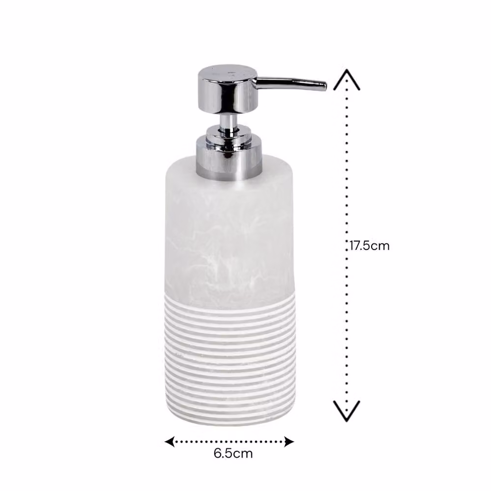 Showerdrape Bianco White Resin Bathroom Accessory Set with Soap Dispenser and Toothbrush Holder – 3