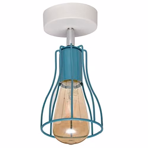 Netlighting Helam Tube Semi Flush Ceiling Light in White and Turquoise