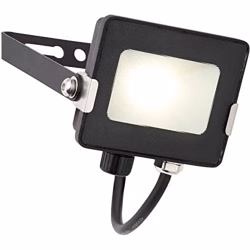 Loops 10W Cool White LED Outdoor Waterproof IP65 Floodlight in Matt Black Aluminium and Glass