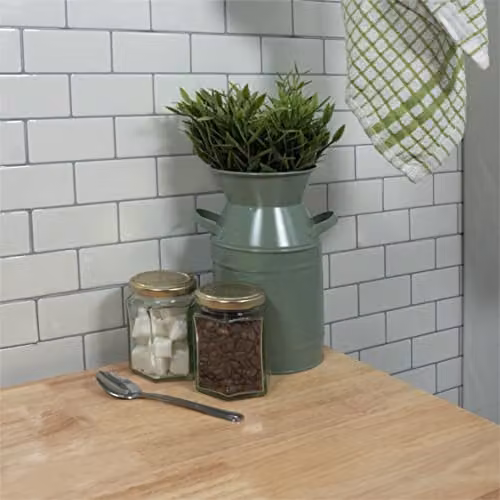 St Helens Home and Garden Vintage Metal Milk Churn Planter in Green, Diameter: 19 cm – 2
