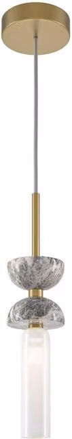 Netlighting Kyoto Modern Slim Pendant Ceiling Light in Gold and Grey with White Shade, G9