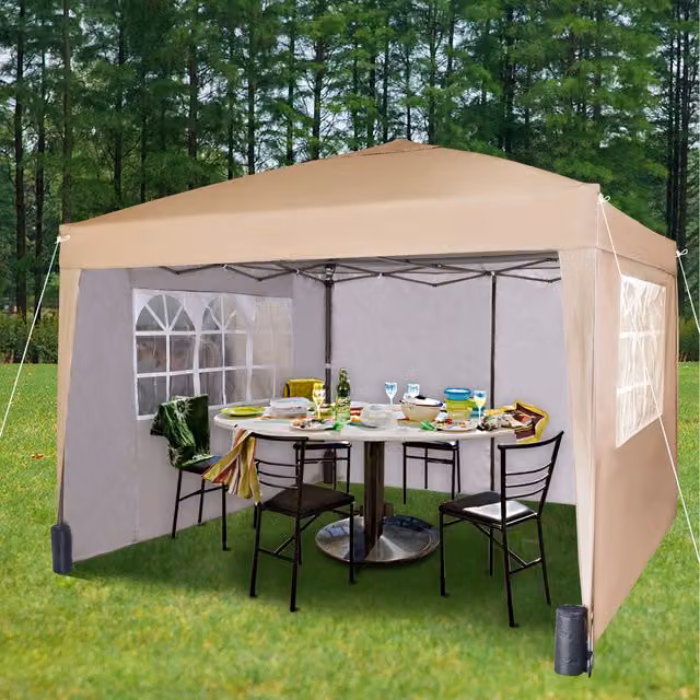 Mcc Direct Pop Up Gazebo with Sides, Beige, W/D/H: 200 x 200 x 200 cm