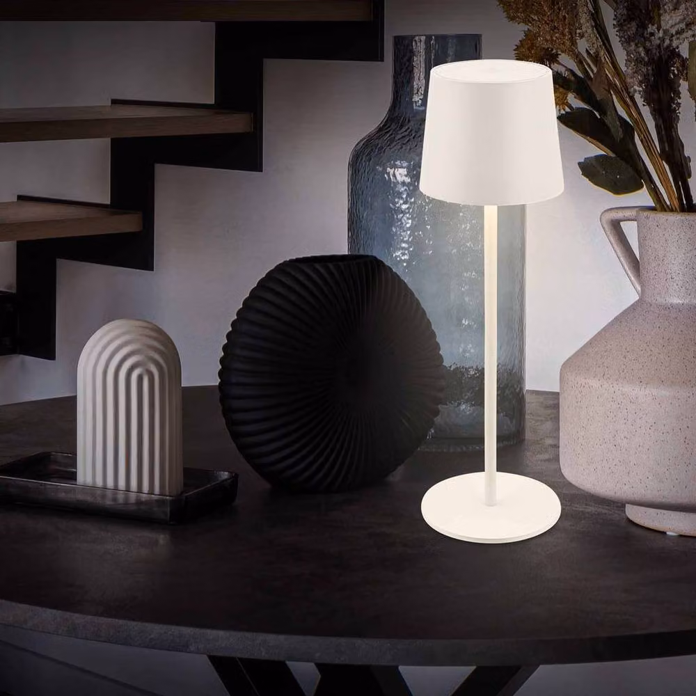 Briloner White Rechargeable LED Table Lamp with Dimmer and IP44 Rating, Height: 33 cm – 5