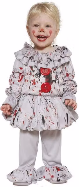 Fiestas Guirca Baby Bad Clown Costume Set in Grey, Red and Multicolour for 2-3 Years