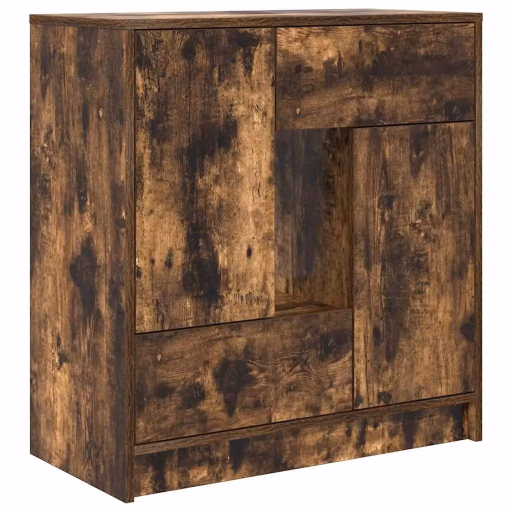 Berkfield Home Sideboard with Drawers and Doors in Smoked Oak Brown, W/D/H: 70.5 x 34 x 74.5 cm – 2