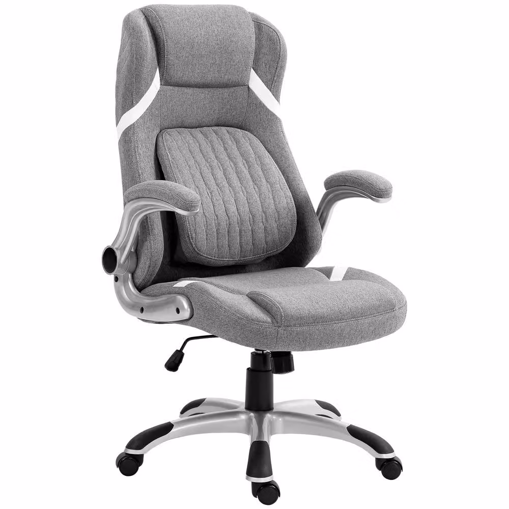 STILVORA Grey Fabric Task Chair with Armrests and 360 Degree Swivel, W/D/H: 60 x 60 x 120 cm – 3