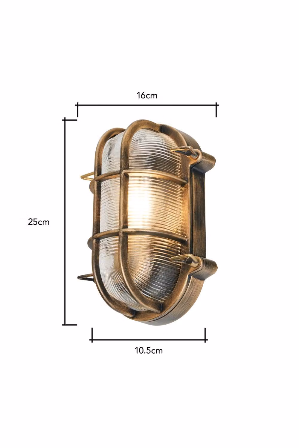 BHS Lighting Mika Caged Oval Outdoor Wall Light in Gold/Brass – 4