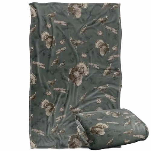 JQ Licensing Turkey Hunting Pattern Super Soft Fleece Throw Blanket, Multicolour, W: 91 cm, D: 147 cm
