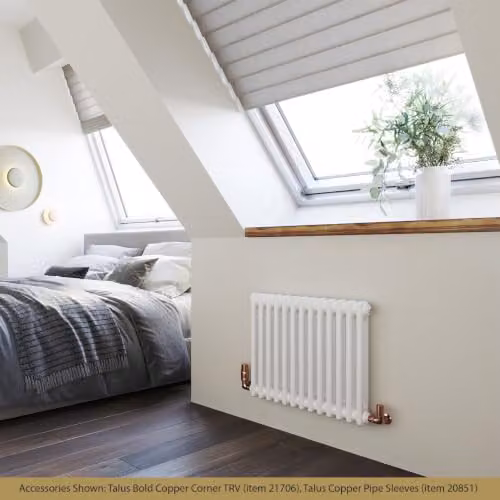UK Radiators Horizontal White Column Radiator in Enamelled Steel, H: 500 mm, W: 592 mm – 3