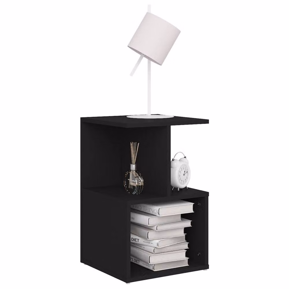 Berkfield Home Set of 2 Black Bedside Cabinets in Engineered Wood, W/D/H: 35 x 35 x 55 cm – 3