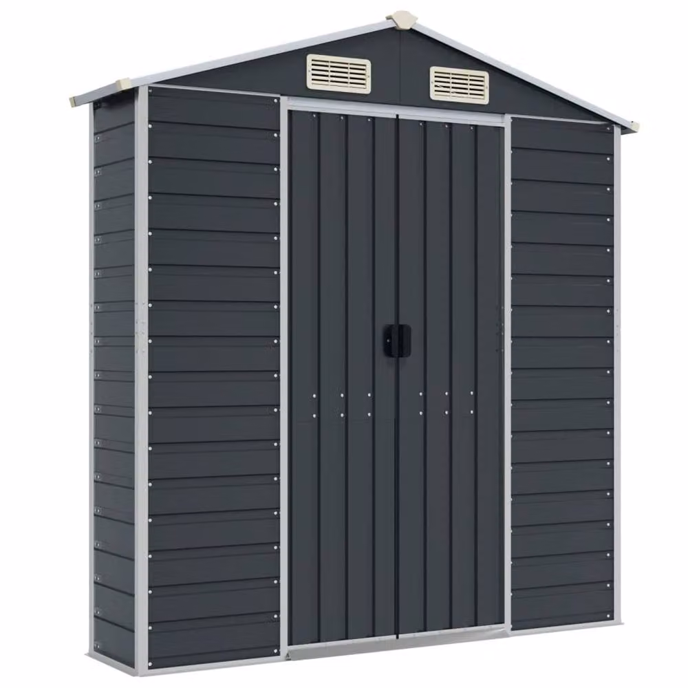 Berkfield Home Anthracite Galvanised Steel Garden Shed W/D/H: 191 x 385 x 198 cm – 5