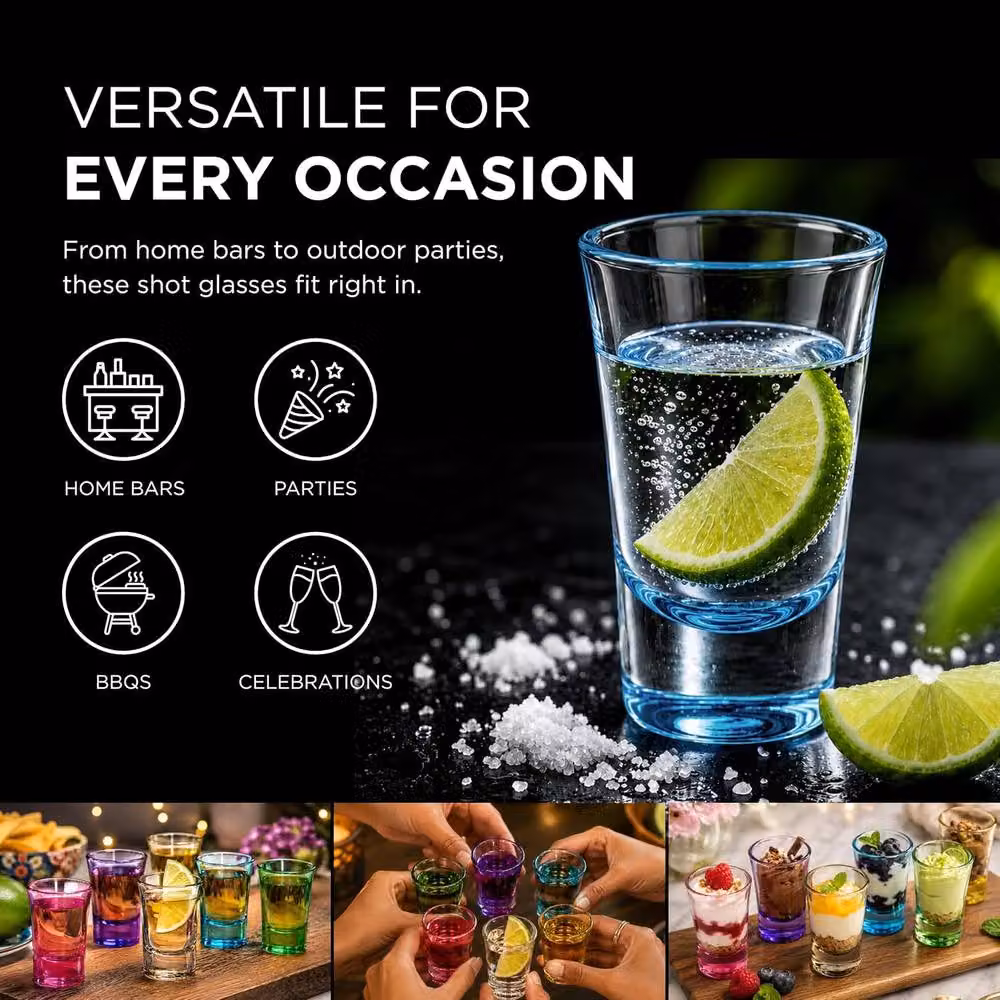 volila Heavy Base Shot Glasses, Multicolour, 50ml, 6 Pack – 5
