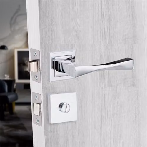 Golden Grace Astrid Polished Chrome Metal Bathroom Door Handle and Rosette Set – 2