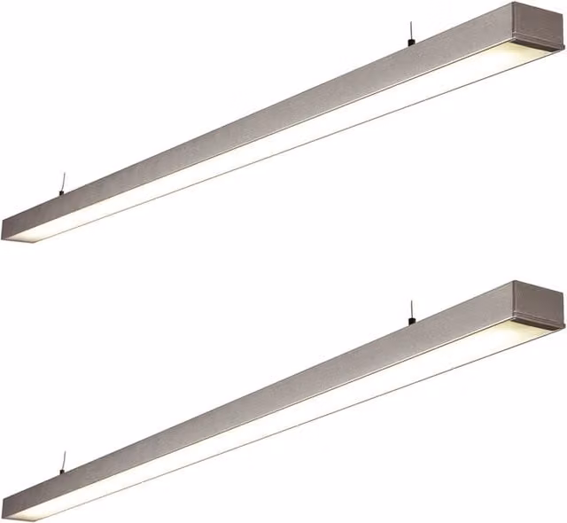 Loops 2 Pack Commercial LED Suspension Bar Light in Silver, W: 149.4 cm, D: 6.8 cm, 26W CCT LED Module