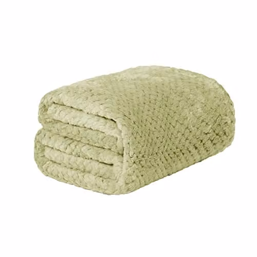 Dreamscene Sage Green Fleece Waffle Throw, W/D/H: 200 x 240 cm – 1